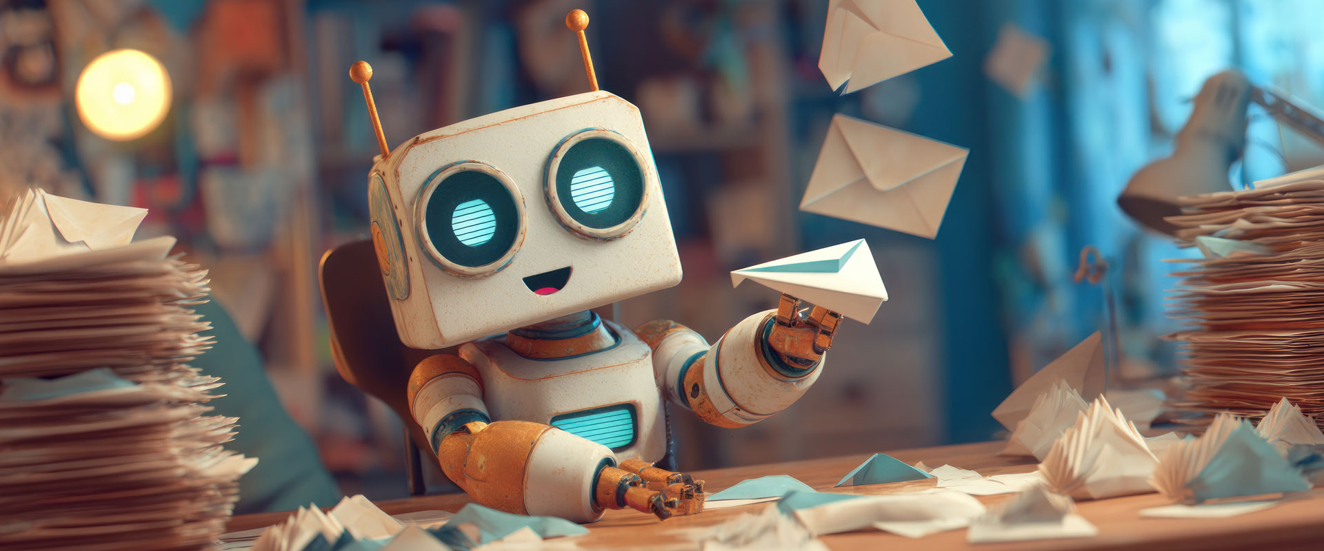 Mediajaw's friendly robot mail illustration